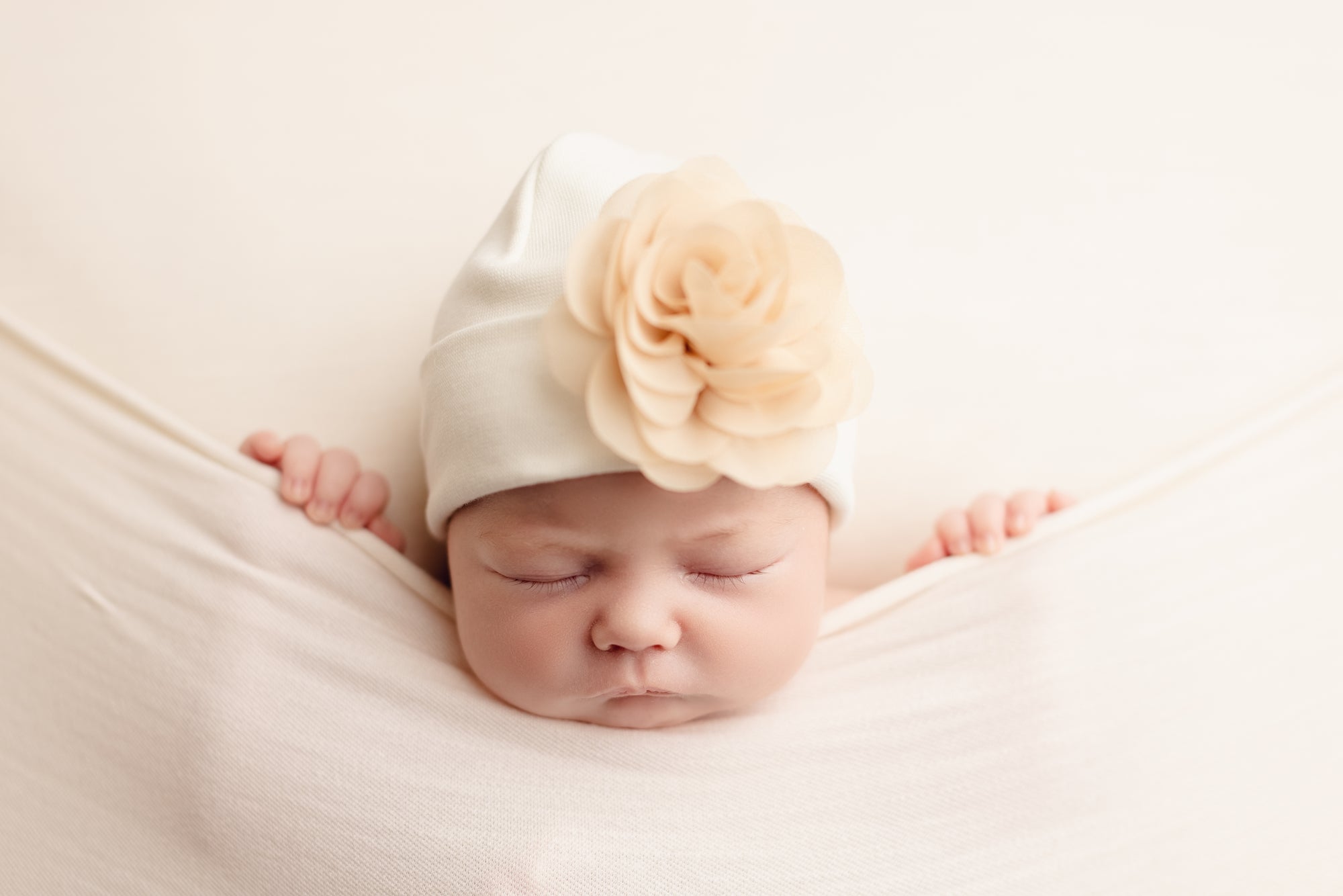 'Blossom Flower' Baby Hat // Beige