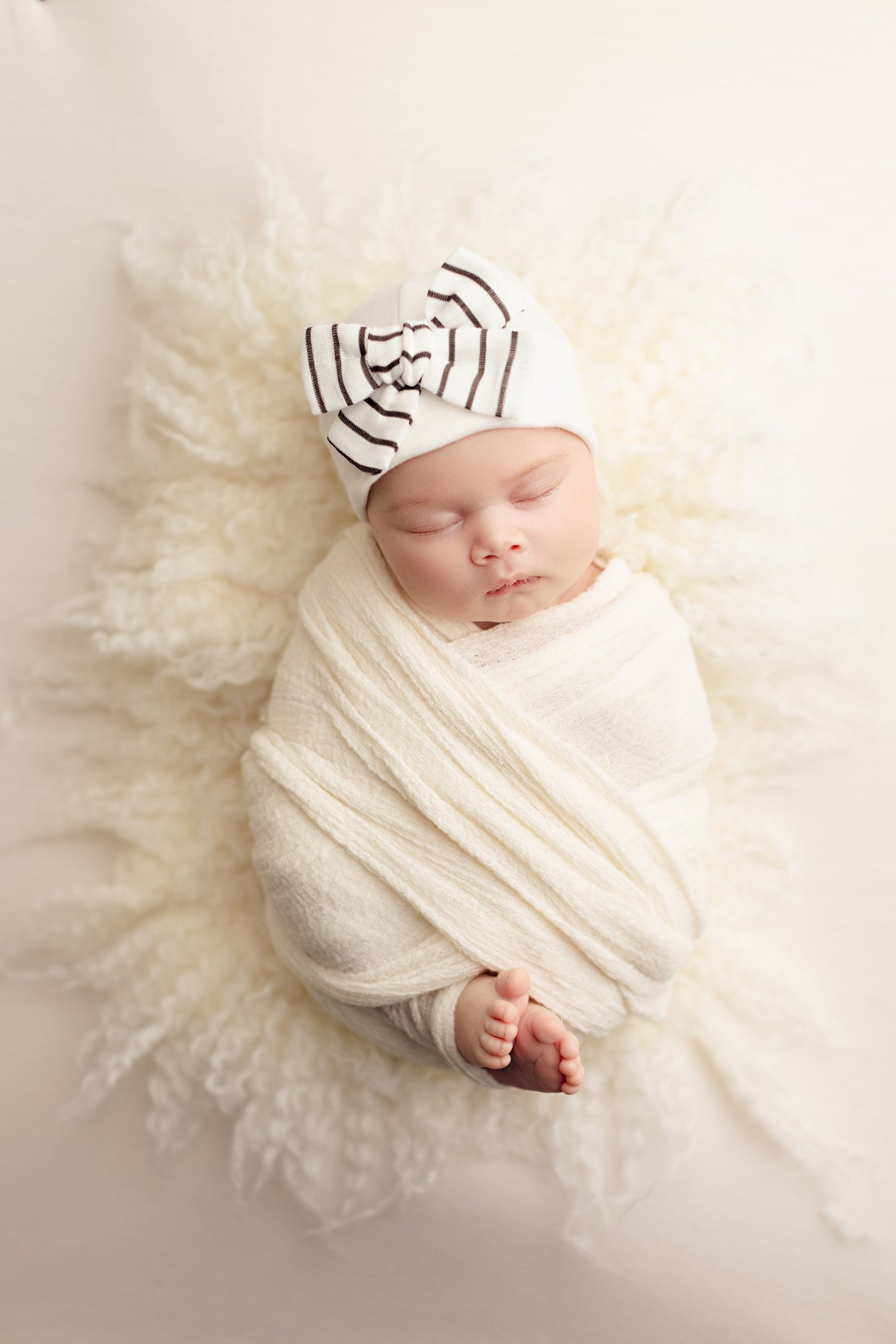 'Muslin Bow' Baby Hat // Classic Stripe