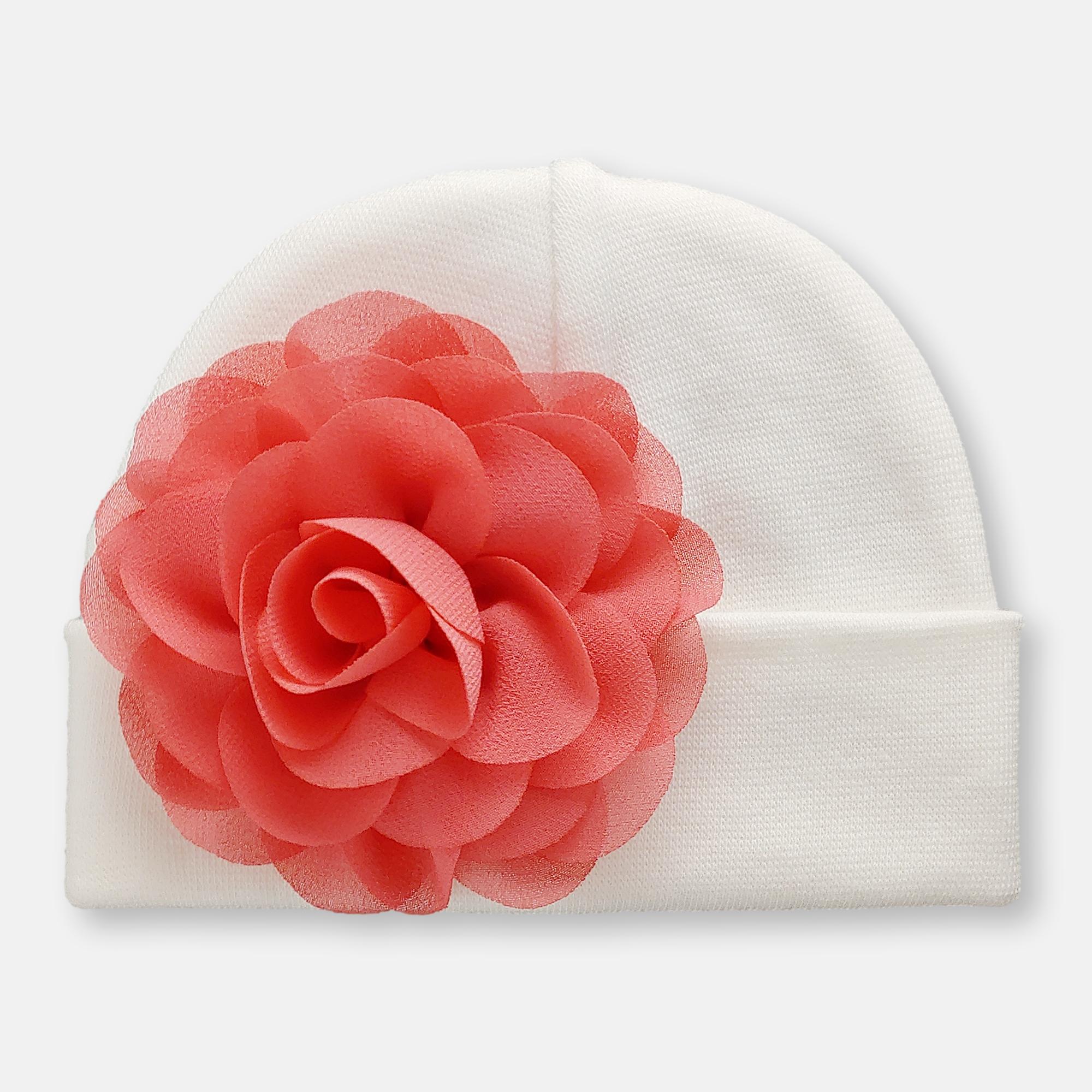 'Blossom Flower' Baby Hat // Coral