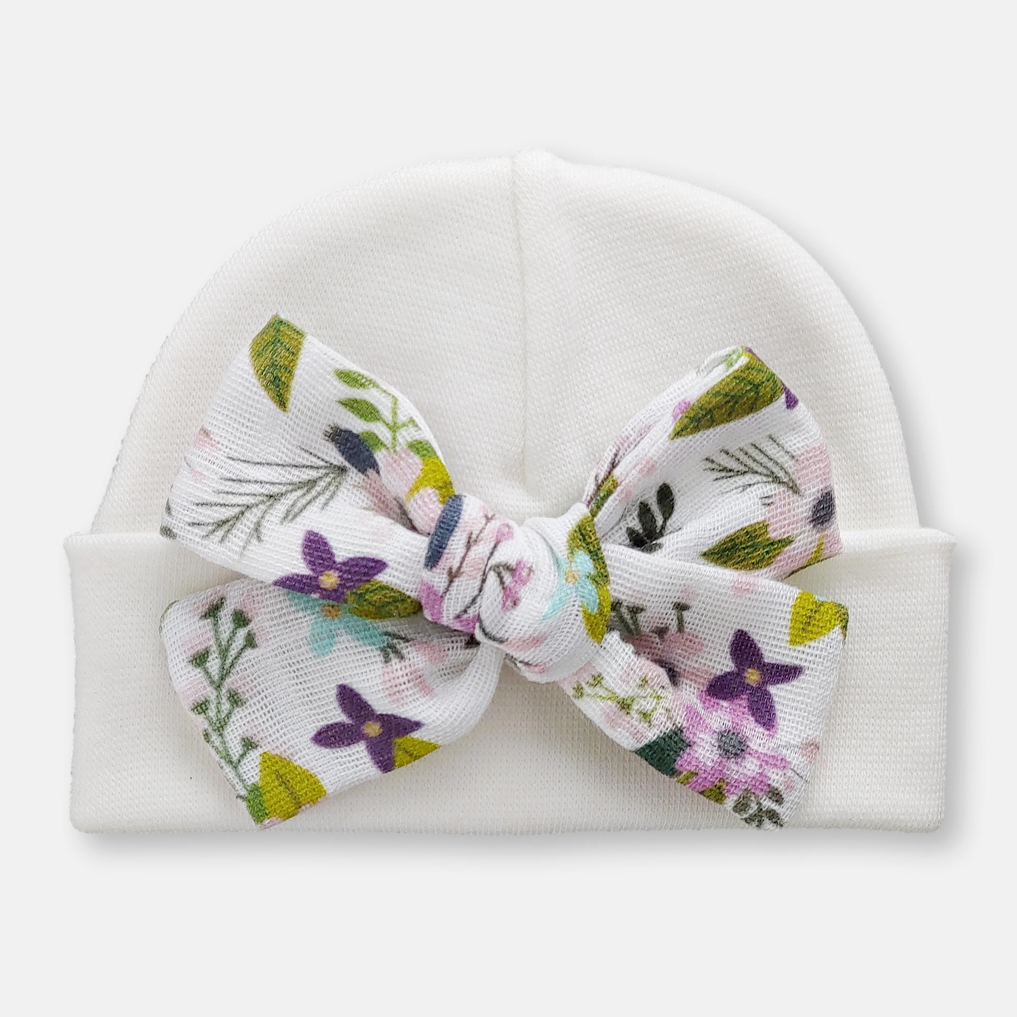 'Muslin Bow' Baby Hat // Lilac Blooms