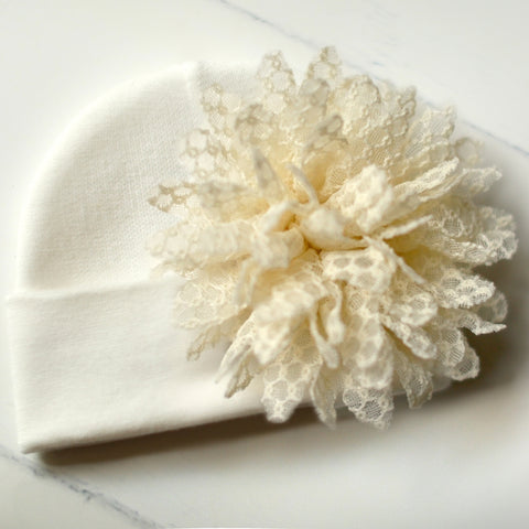 'Posh Flower' Baby Hat // Ivory