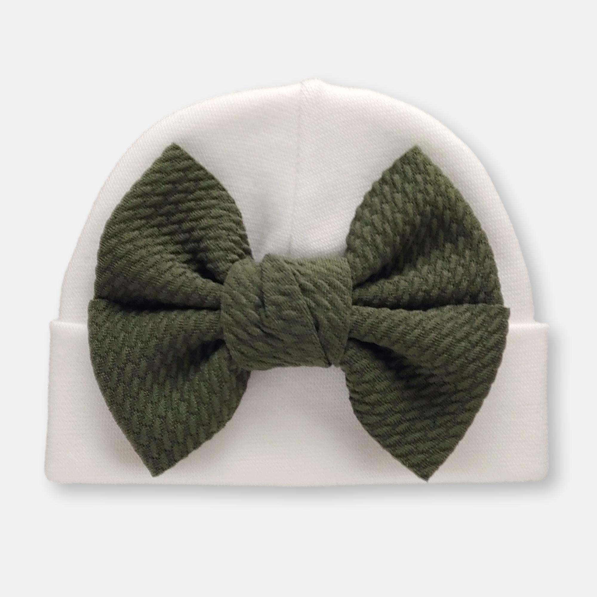 'Little Poppy' Bow Baby Hat // Forest