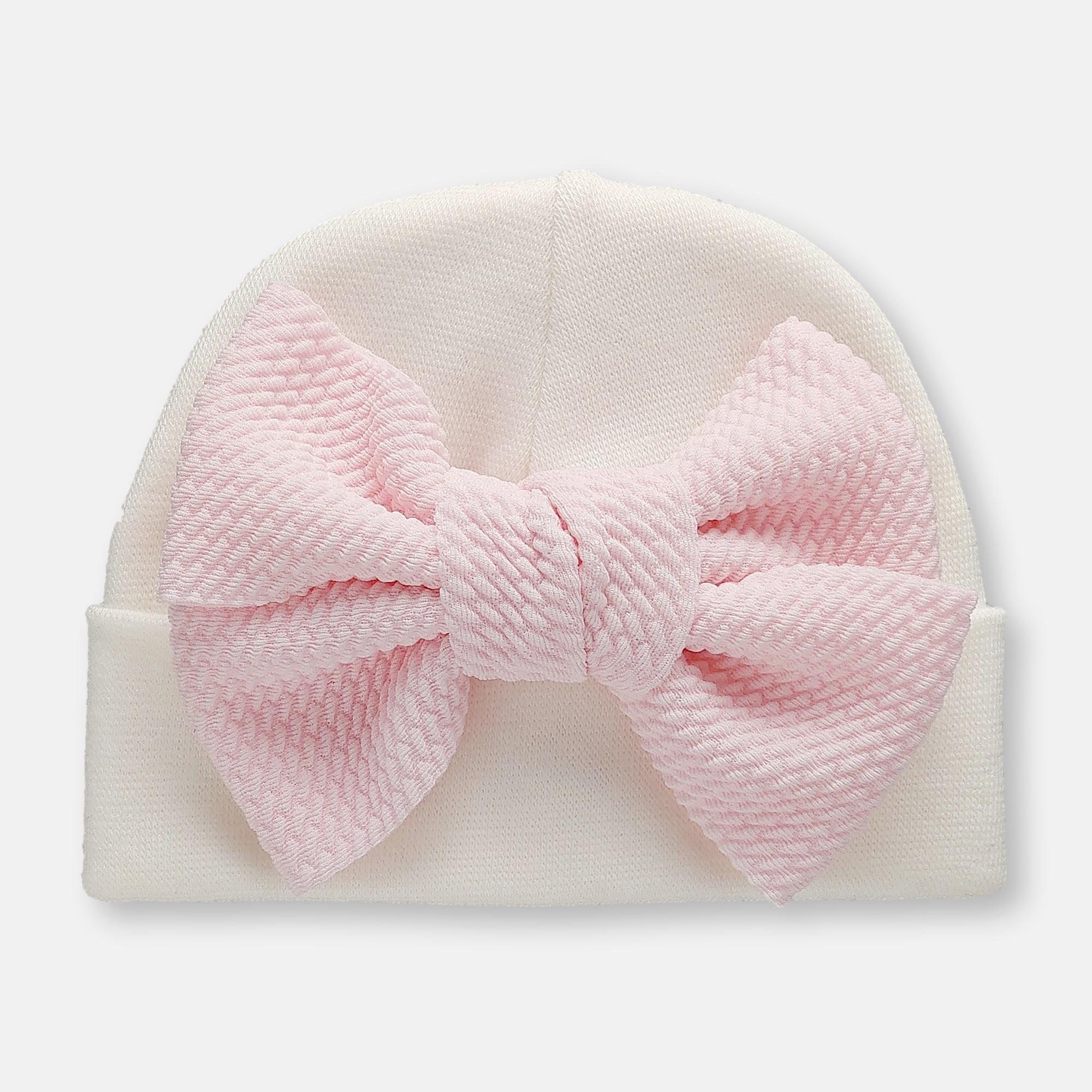'Little Poppy' Bow Baby Hat // Baby Pink