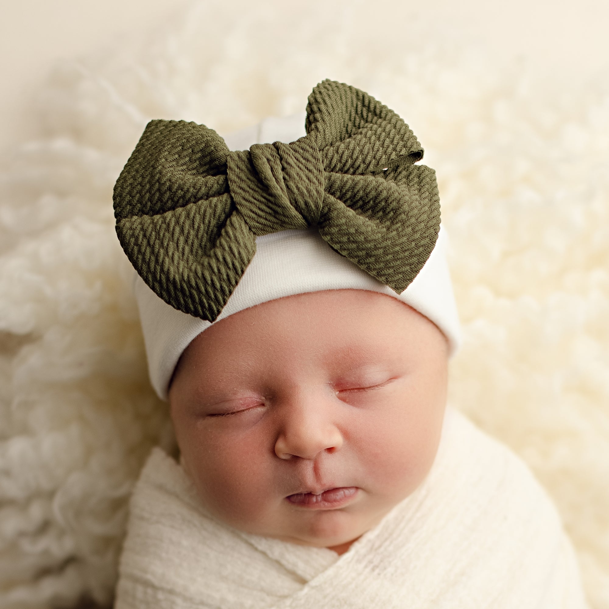 'Little Poppy' Bow Baby Hat // Forest
