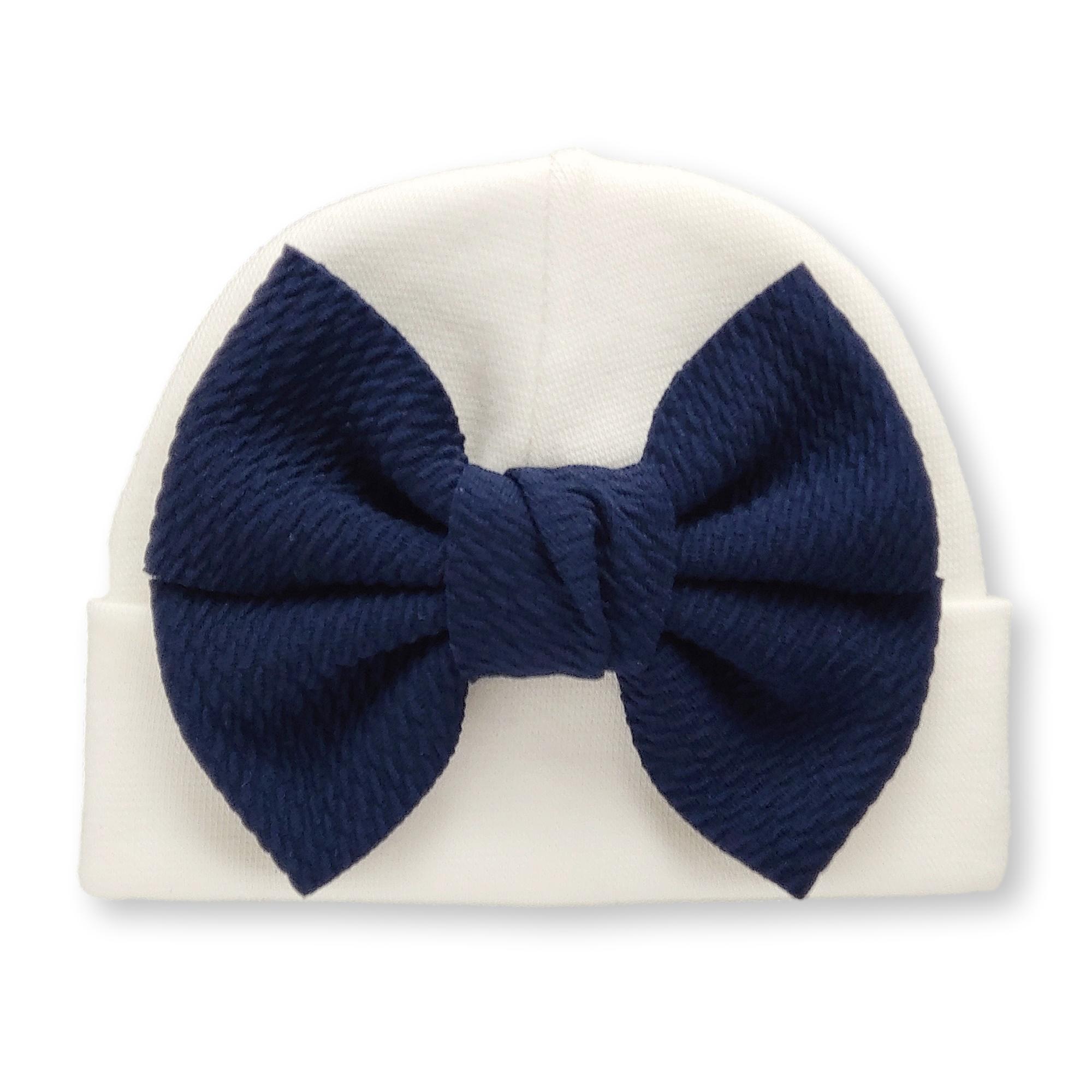 'Little Poppy' Bow Baby Hat // Navy
