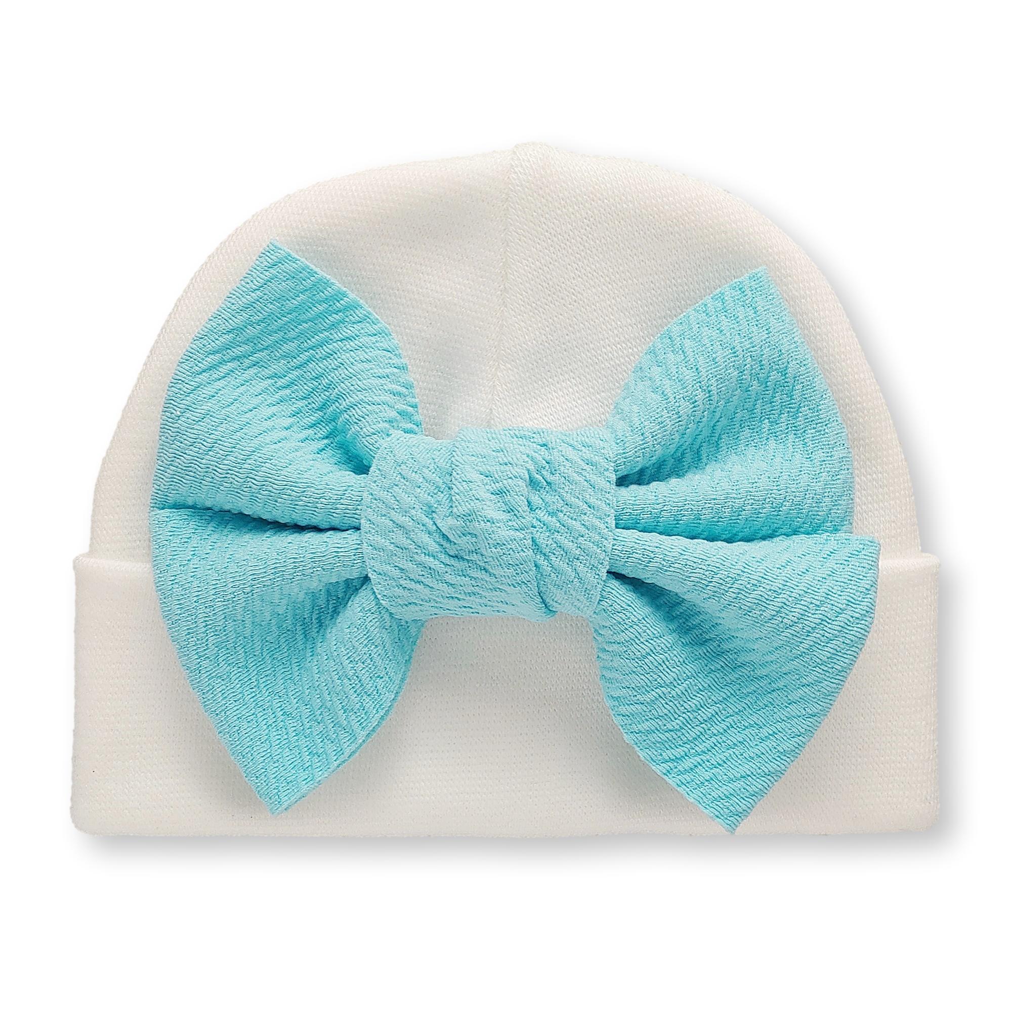 'Little Poppy' Bow Baby Hat // Turquoise