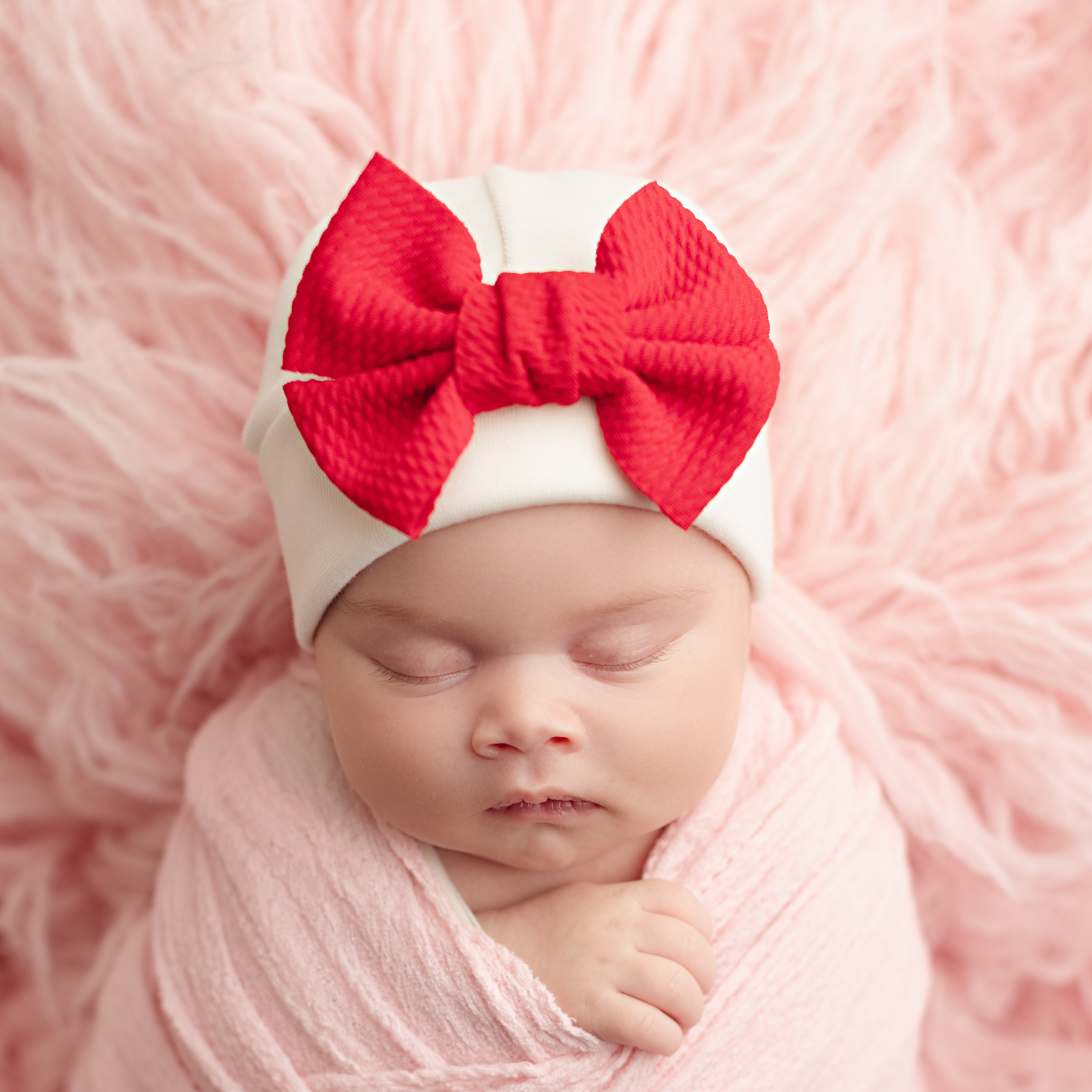 'Little Poppy' Bow Baby Hat // Red