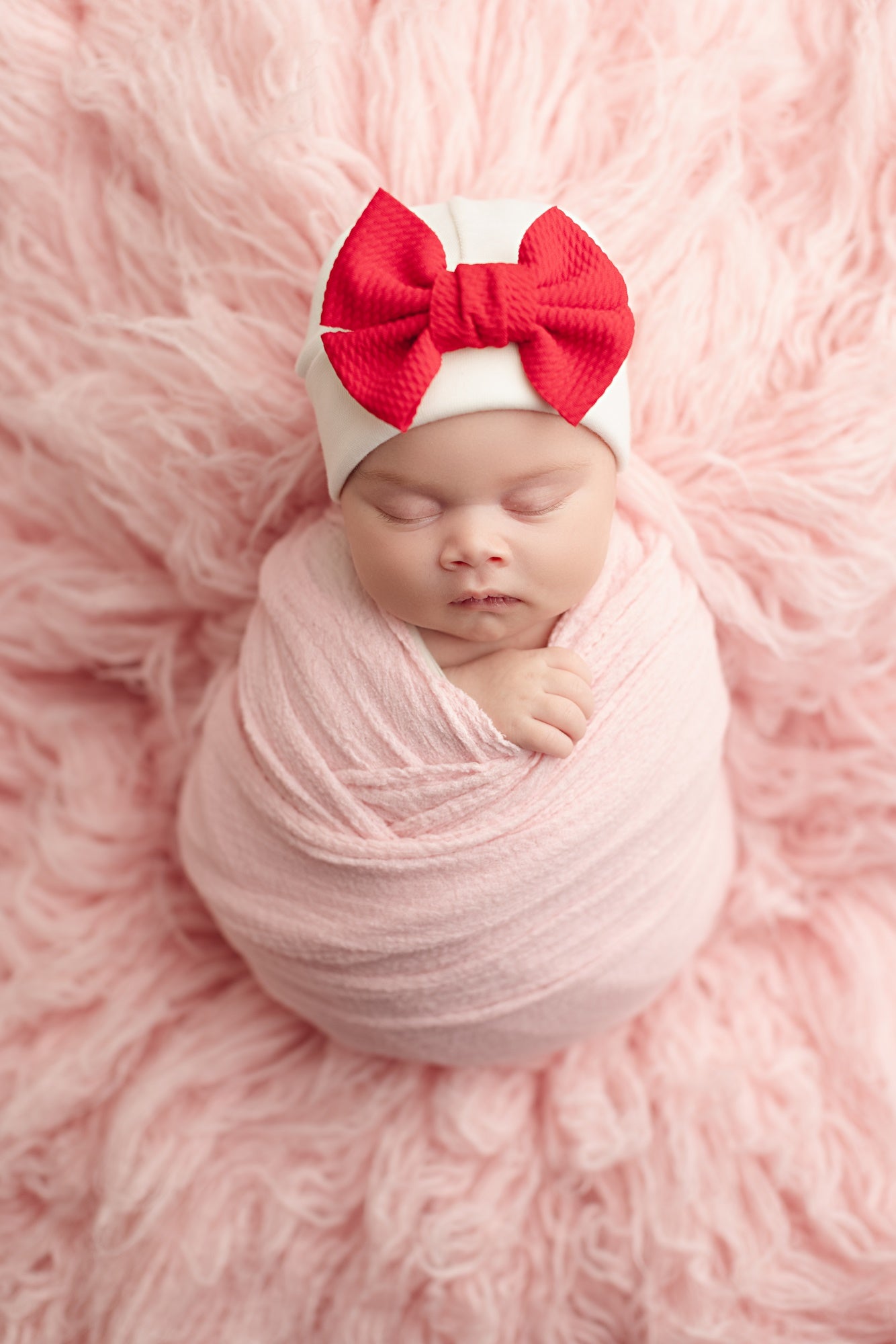 'Little Poppy' Bow Baby Hat // Red
