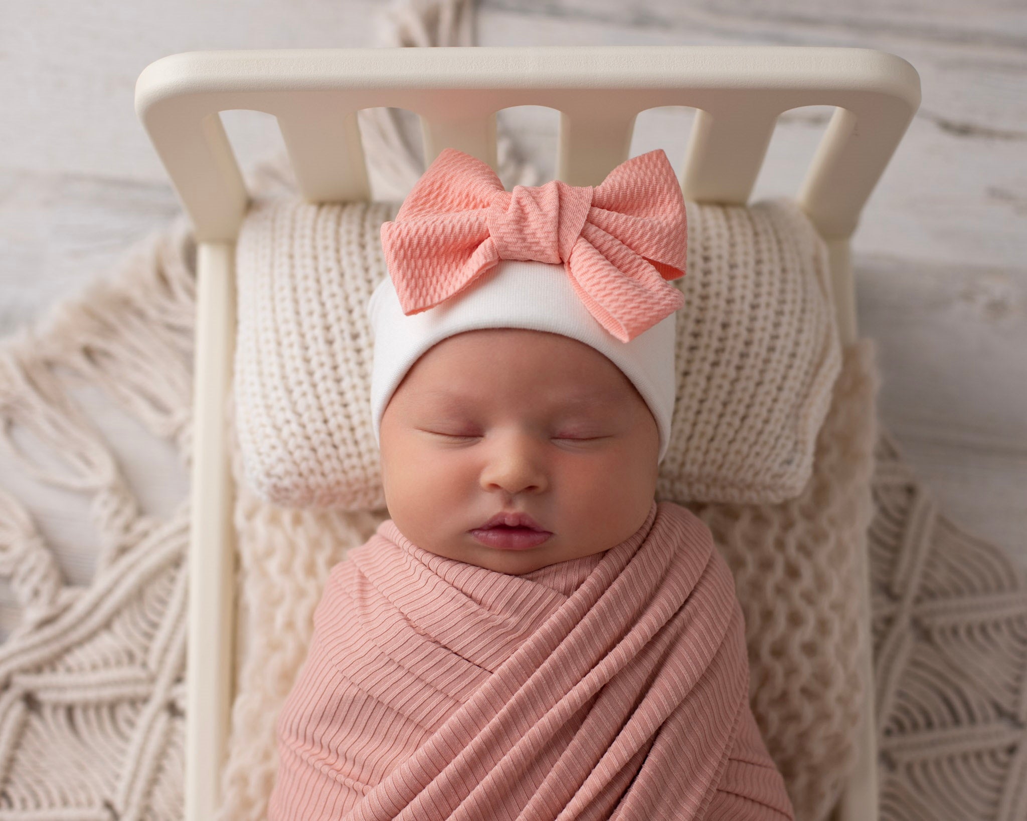 'Little Poppy' Bow Baby Hat // Peach