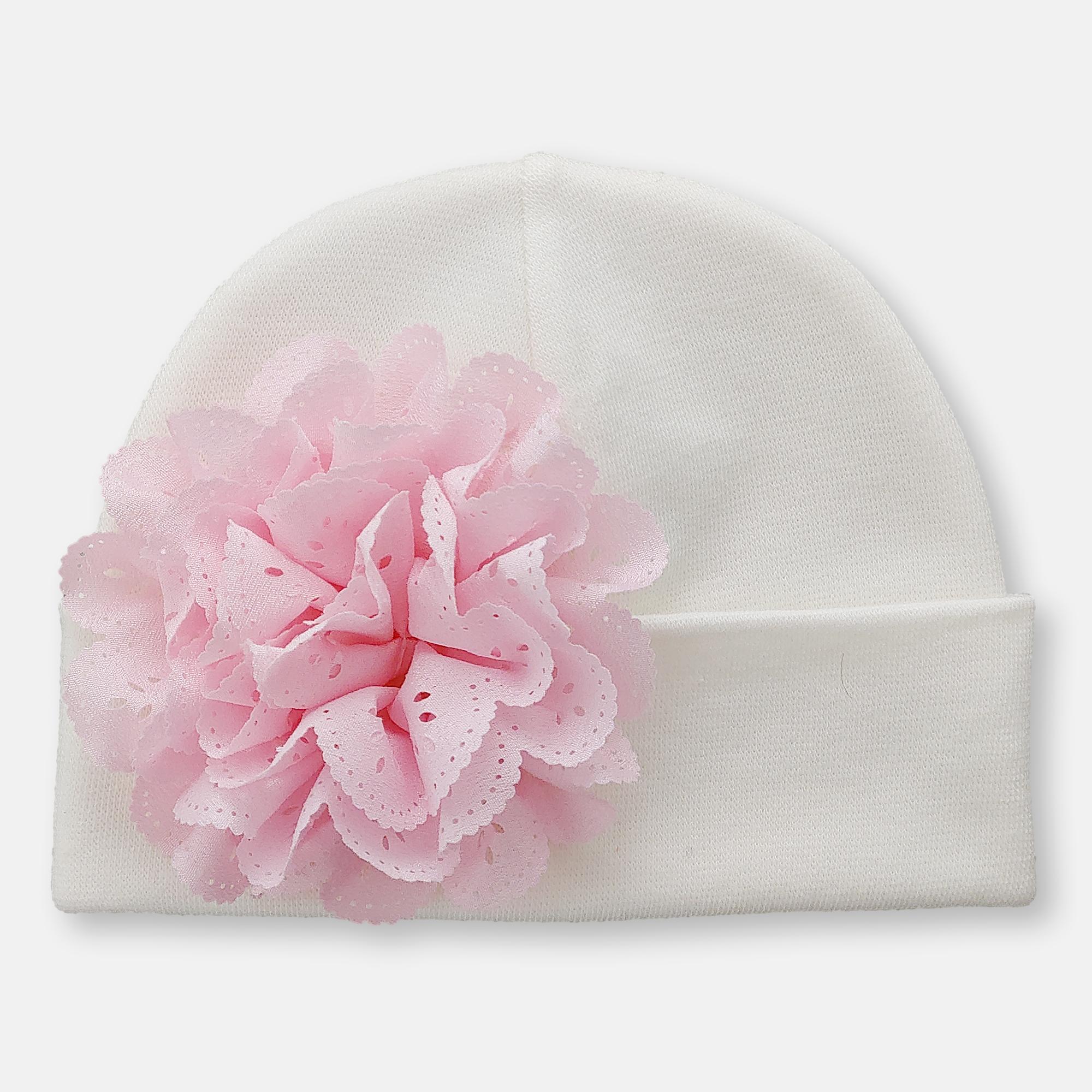 'Eyelet' Flower Baby Hat // Pink