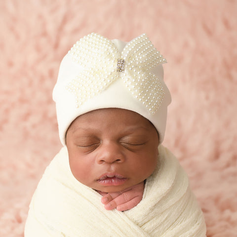 'Little Princess' Baby Hat // Pearl Bow