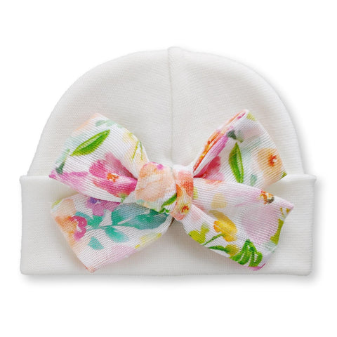 'Muslin Bow' Baby Hat // Floral Garden