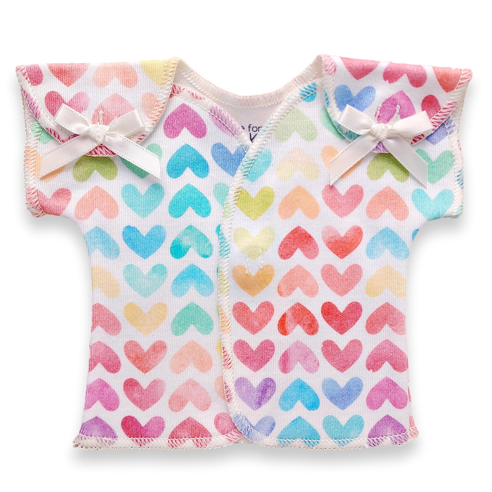 Organic Preemie T-Shirt // Rainbow Hearts