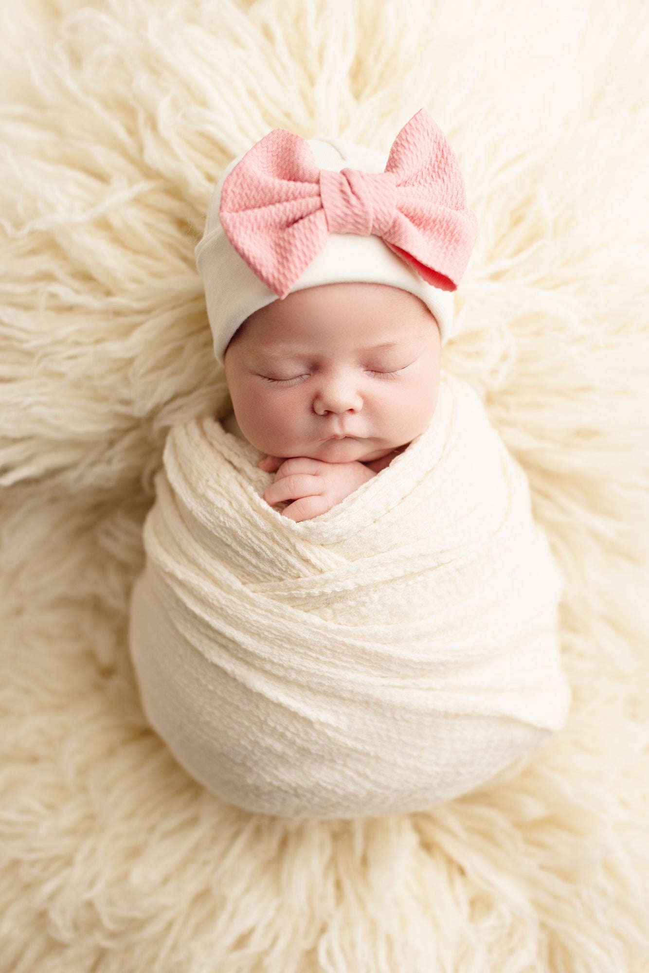 'Little Poppy' Bow Baby Hat // Rose