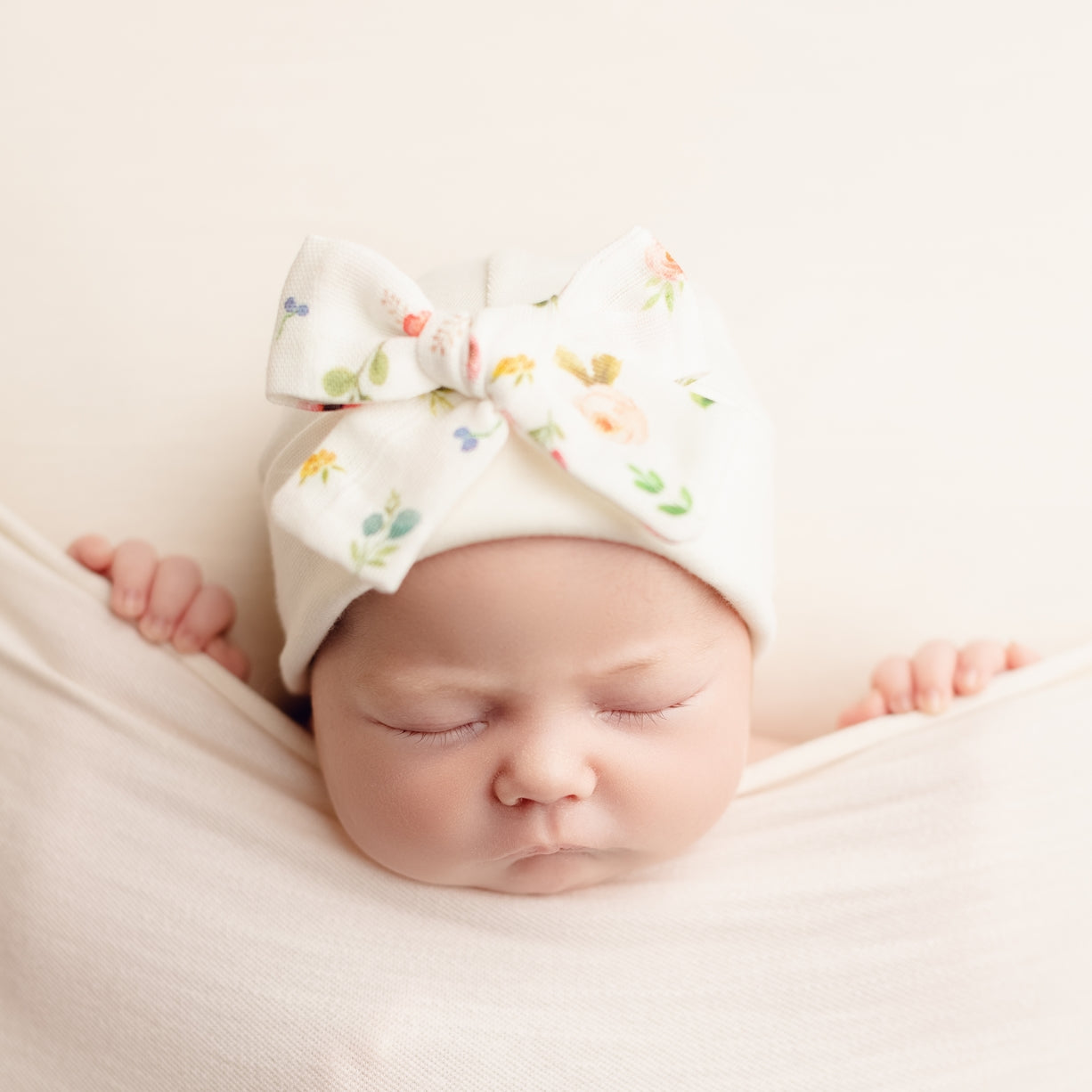 'Muslin Bow' Baby Hat // Woodland Floral