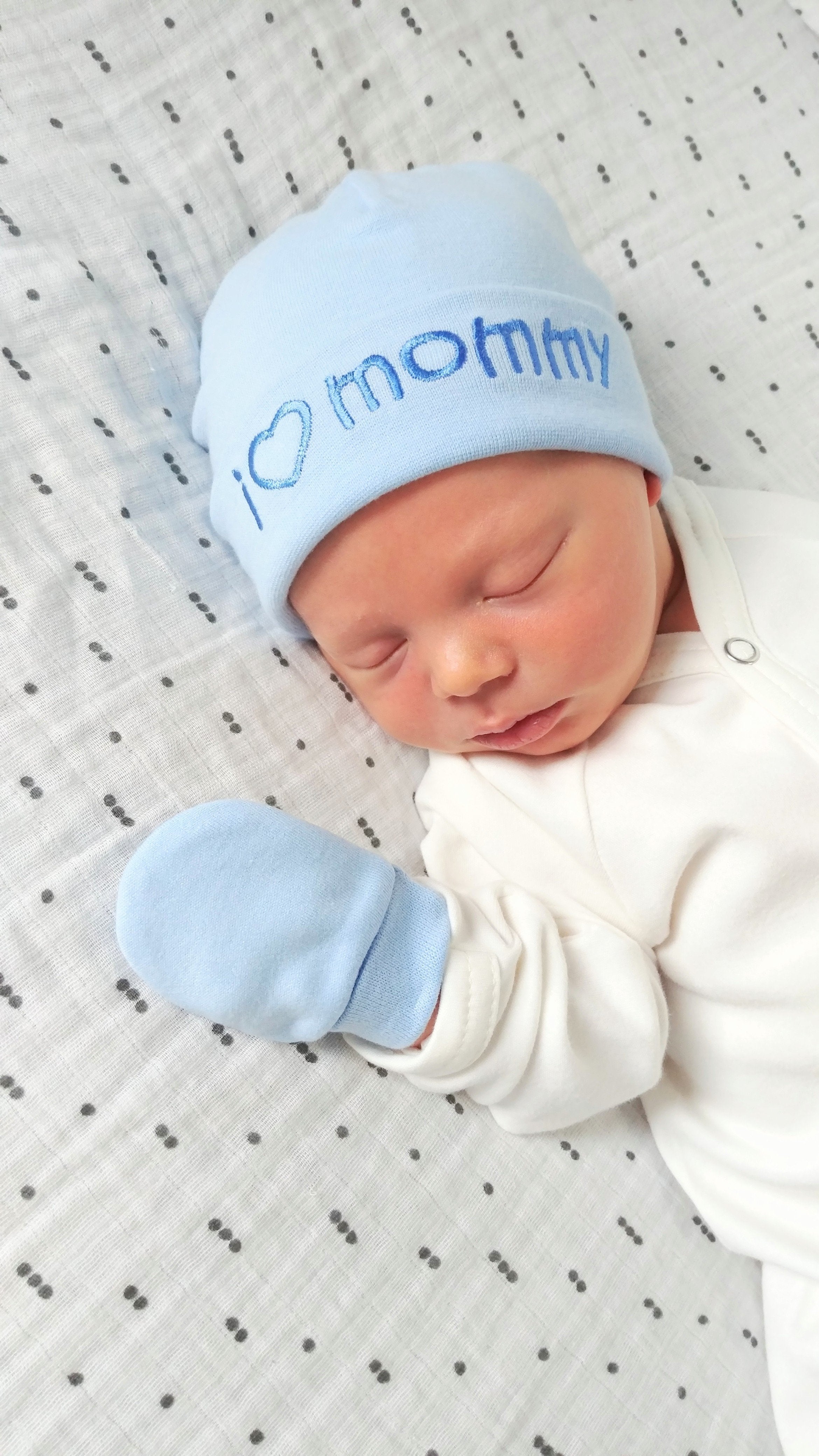 Embroidered Hat Blue // I Love Mommy-Embroidered Hats-UniqueKidz