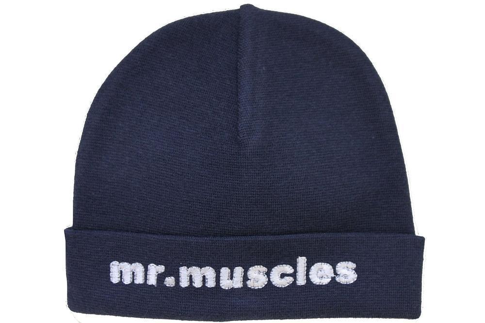 Embroidered Hat Navy // Mr. Muscles-Embroidered Hats-UniqueKidz