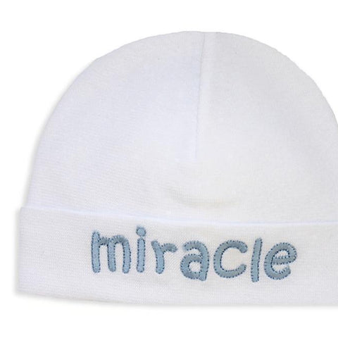 Embroidered Hat White // Miracle Blue