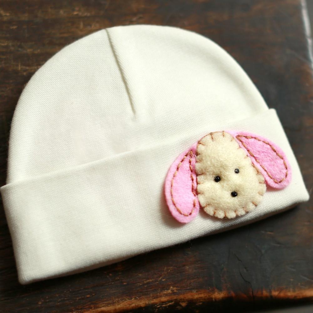 'Little Feltie' Cream Hospital Hat // Pink Puppy-Hospital Hat-UniqueKidz