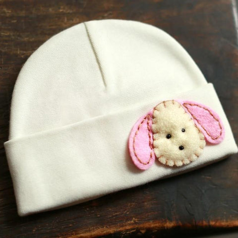 'Little Feltie' Ivory Baby Hat // Pink Puppy