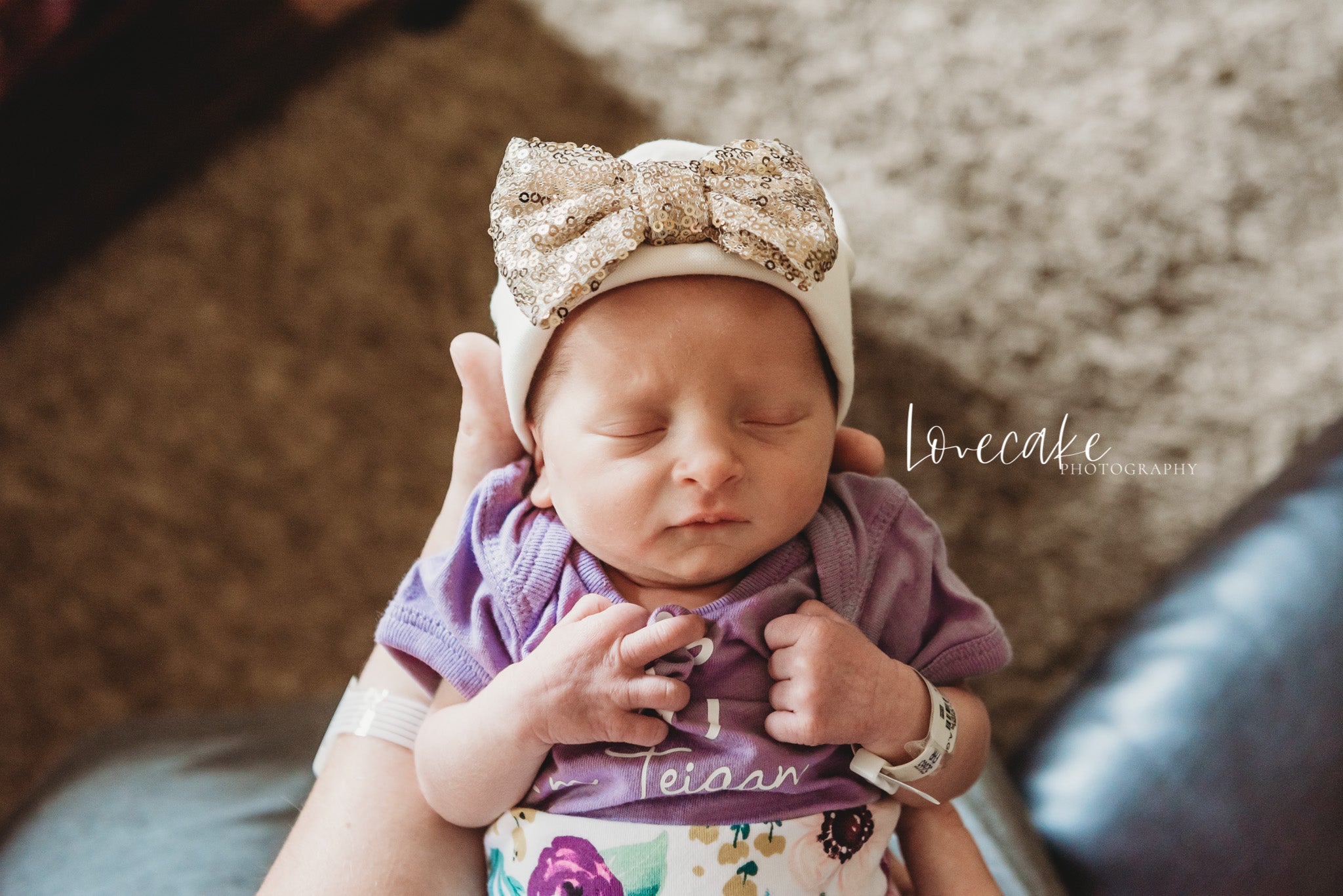 'Shimmer Bow' Baby Hat // Soft Gold