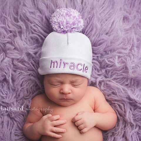 'Pom Pom' Baby Hat // Miracle Lavender