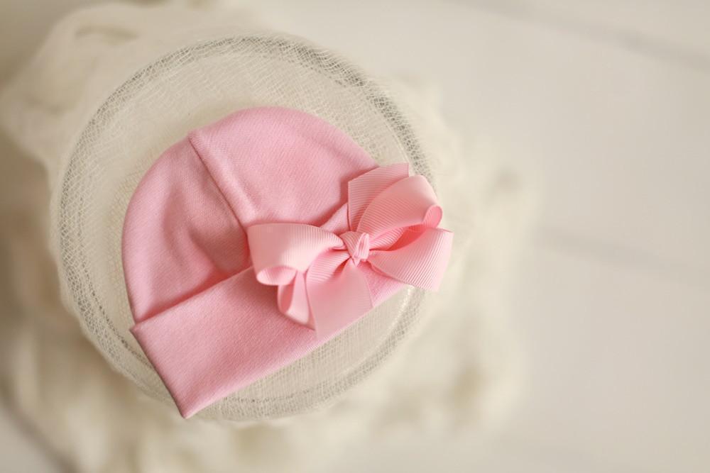 Preemie 'Cutie' Bow Hospital Hat // Pink-Bow Hospital Hats-UniqueKidz