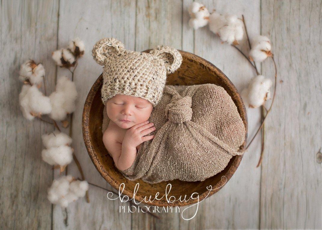 Preemie 'Little Bear' Crochet Hat // Oatmeal-Little Bear Hat-UniqueKidz