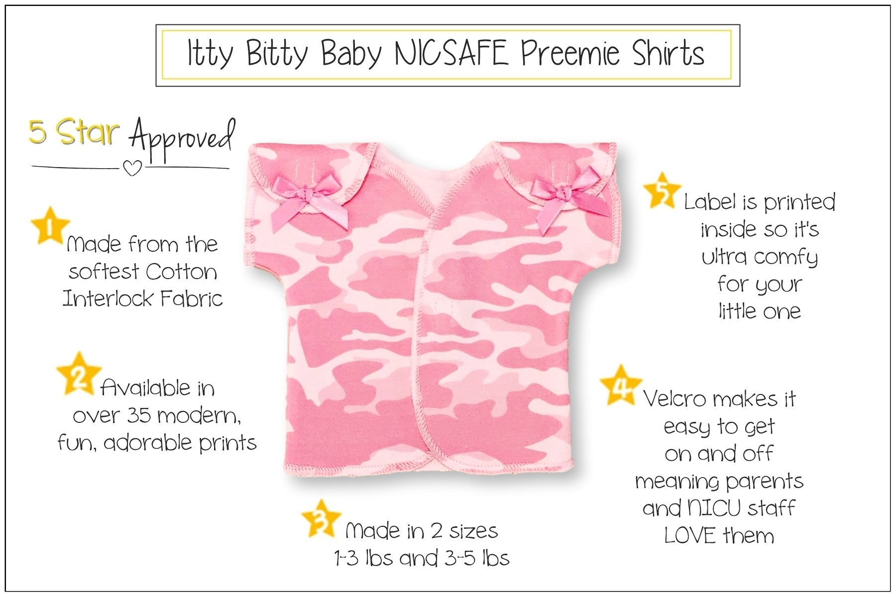 Preemie T-Shirt // Pink Camo-NICU shirts-UniqueKidz