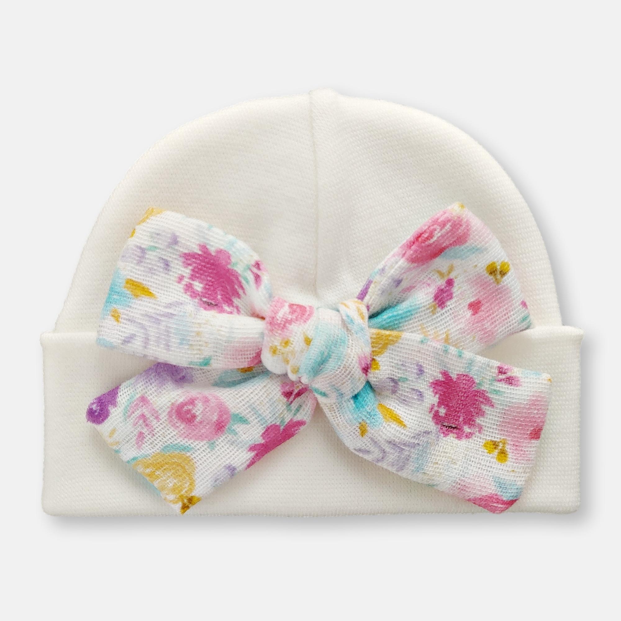 'Muslin Bow' Baby Hat // Sugarplum Floral